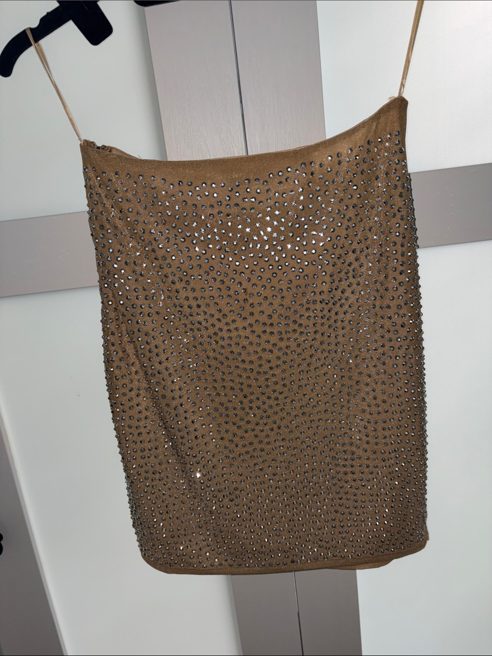 Windsor Tan Rhinestone Pencil Skirt